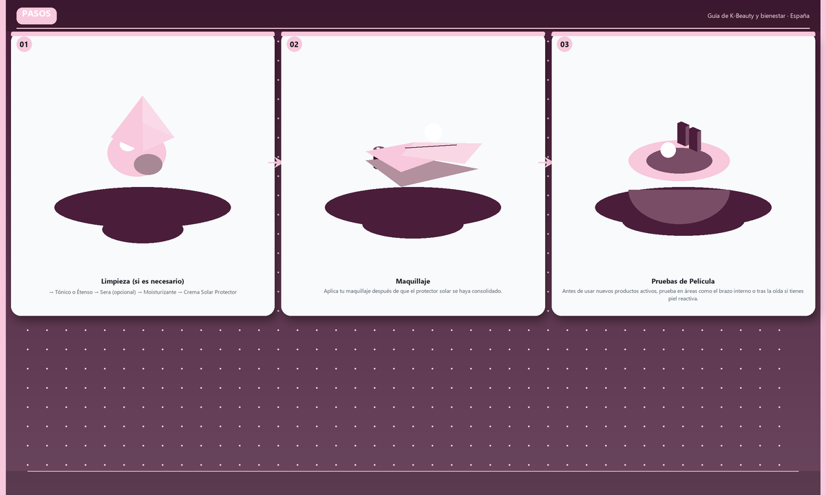 Pasos: Limpieza (si es necesario) → Maquillaje → Pruebas de Película